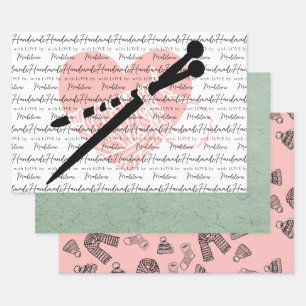 Feuille De Papier Cadeau Tricot artisanal Artisanat Artisanat Coeur