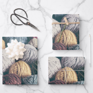 Feuille De Papier Cadeau Tricot, Boules en laine de Crochet
