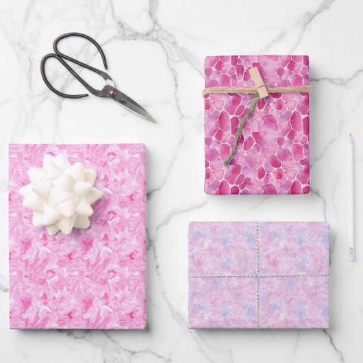 Feuille De Papier Cadeau Trio Abstrait Rose (Recto)