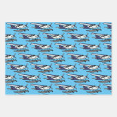 Feuille De Papier Cadeau Trio Avion Enfants (Devant 2)