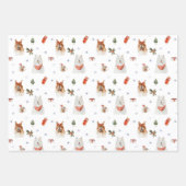 Feuille De Papier Cadeau Trio de chiens de Noël (Devant 2)