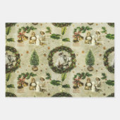 Feuille De Papier Cadeau Trio de Noël victorien (Devant 2)