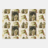 Feuille De Papier Cadeau Trio de Noël victorien (Devant)