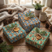 Feuille De Papier Cadeau Trio de petits écureuils adorable