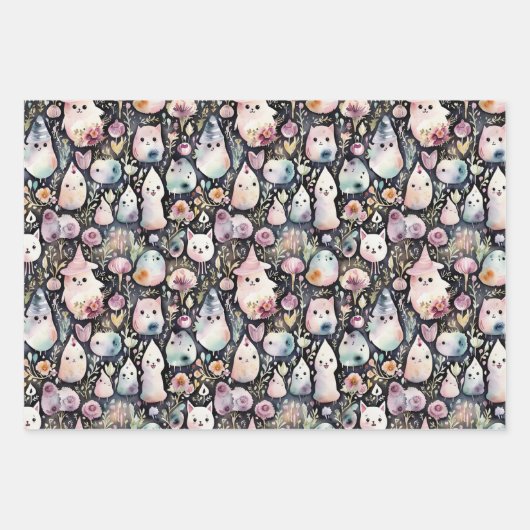 Feuille De Papier Cadeau Trio d'Halloween (Devant)