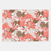 Feuille De Papier Cadeau Trio floral Contour Hawaii Tropical Lily & Protea (Devant 2)