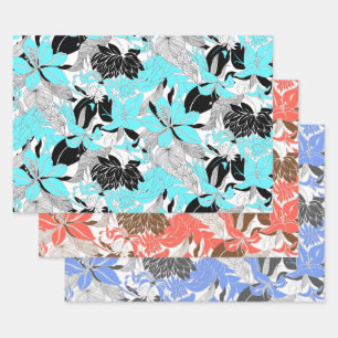 Feuille De Papier Cadeau Trio floral Contour Hawaii Tropical Lily & Protea