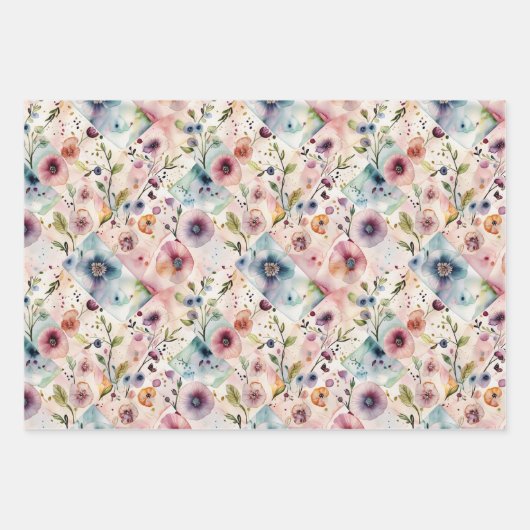 Feuille De Papier Cadeau Trio floral enchanté (Devant 3)