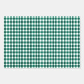 Feuille De Papier Cadeau Trio Plaid vert et blanc (Devant 3)