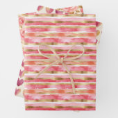 Feuille De Papier Cadeau Trio rose et or (En situation)