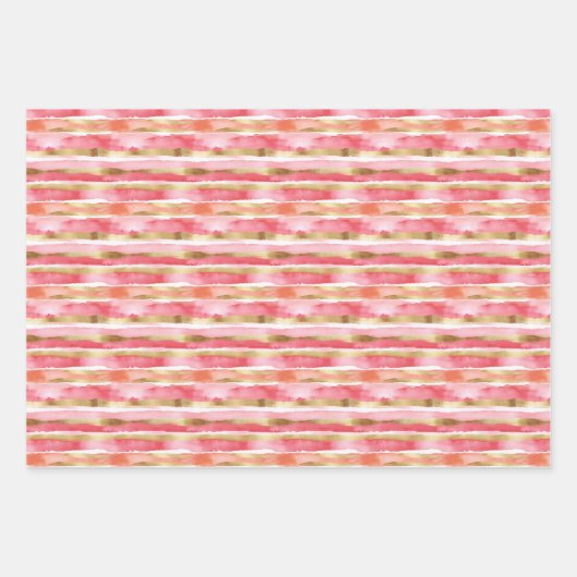 Feuille De Papier Cadeau Trio rose et or (Devant)