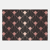 Feuille De Papier Cadeau Trio rose Gold & Black Art Déco (Devant 3)