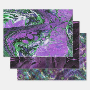 Feuille De Papier Cadeau Trois Art Abstrait pourpre