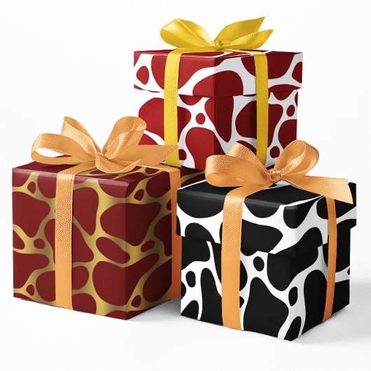 Feuille De Papier Cadeau Trois couleurs abstrait motif de girafe