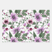 Feuille De Papier Cadeau Trois fleurs de couleurs différentes motif (Devant)