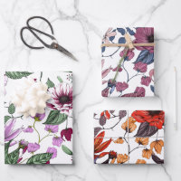 Trois fleurs de couleurs différentes motif