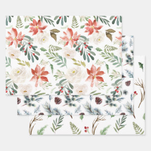 Feuille De Papier Cadeau Trois motifs de Noël différents