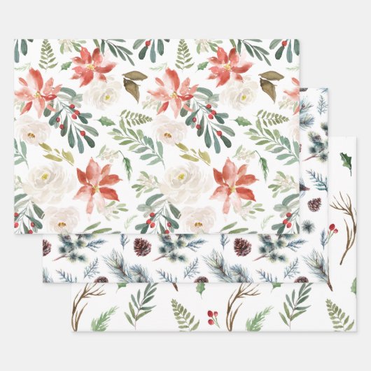 Feuille De Papier Cadeau Trois motifs de Noël différents (Lot)