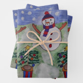 Feuille De Papier Cadeau Trois motoneiges de Noël (En situation)