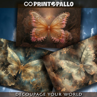 Feuille De Papier Cadeau Trois papillons abstraits rêveurs -