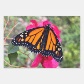 Feuille De Papier Cadeau Trois papillons sur de jolies fleurs (Devant 3)