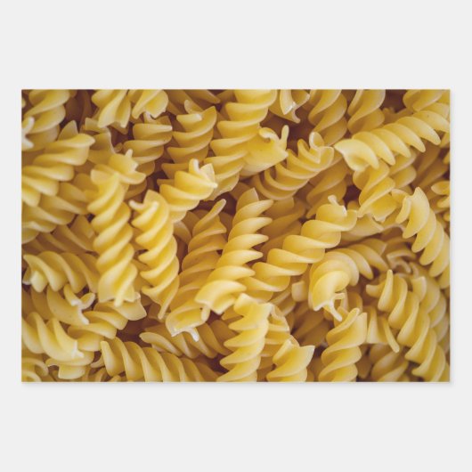 Feuille De Papier Cadeau Trois Pâtes Photos Penne Fusilli Farfalle (Devant)