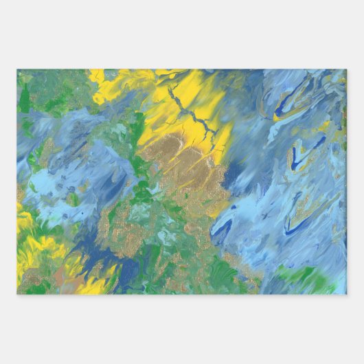 Feuille De Papier Cadeau Trois peintures acryliques abstraites (Devant)