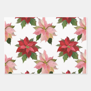 Feuille De Papier Cadeau Trois Poinsettia, Fille de pain d'épices et vache