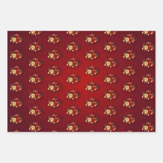 Feuille De Papier Cadeau Trois Roses de bijoux (Devant)