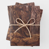 Feuille De Papier Cadeau Troncs d'arbres Brown dans une forêt automnale (En situation)