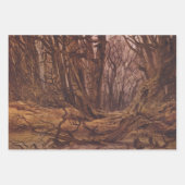 Feuille De Papier Cadeau Troncs d'arbres Brown dans une forêt automnale (Devant)