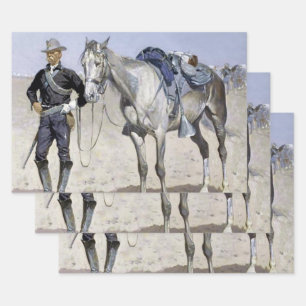 Feuille De Papier Cadeau Trooper des Plaines par Frederic Remington