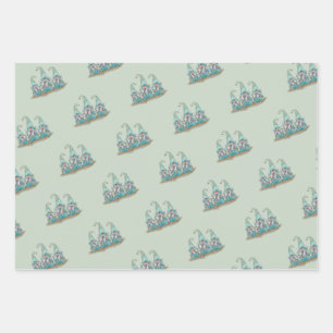 Feuille De Papier Cadeau Tropcal Blue Watercolor Beach Gnomes