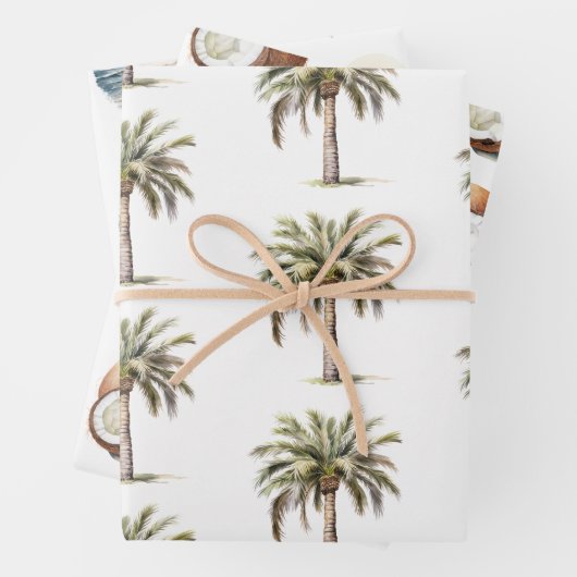 Feuille De Papier Cadeau Tropical Aloha Beach Cocots Palm Tree Mariage (En situation)