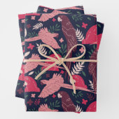 Feuille De Papier Cadeau Tropical Ara Parrot Leaves Pattern (En situation)
