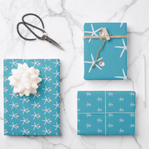 Feuille De Papier Cadeau Tropical Blue Christmas Starfish in Ornamers