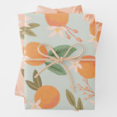 Feuille De Papier Cadeau Tropical Citrus Floral Mint Green (En situation)
