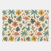 Feuille De Papier Cadeau Tropical Flamingo and Palm Tree Pattern (Devant 2)