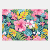Feuille De Papier Cadeau Tropical Floral Hibiscus Plumeria Pattern Design (Devant)