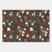 Feuille De Papier Cadeau Tropical Hibiscus, Palm, Stripe Red Sage Christmas (Devant)