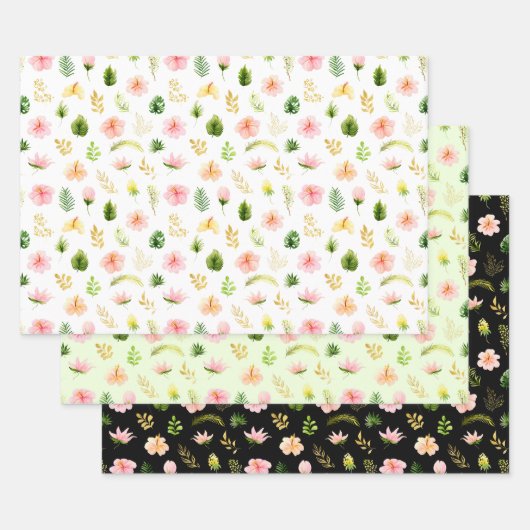 Feuille De Papier Cadeau Tropical Jungle Floral Pattern (Lot)