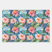 Feuille De Papier Cadeau Tropical Summer Flowers Botanical Floral Pattern (Devant)