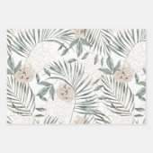 Feuille De Papier Cadeau Tropical Watercolor Leaves & Flowers Pattern (Devant)