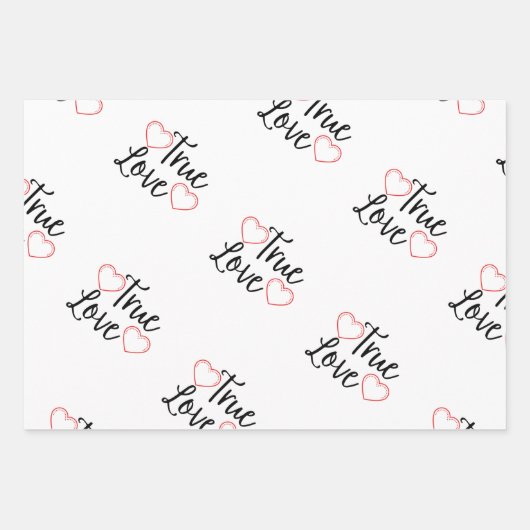 Feuille De Papier Cadeau True Love Black Valentine's (Devant 2)