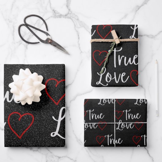 Feuille De Papier Cadeau True Love White Parties scintillant Valentine's (Recto)