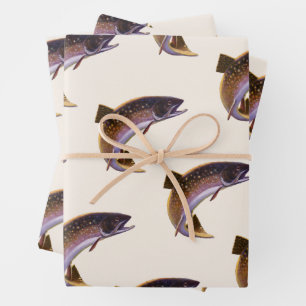 Feuille De Papier Cadeau Truite mouchetée, pêche sportive vintage pêcheur