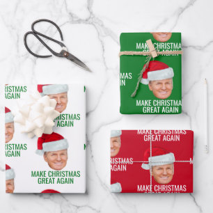 Feuille De Papier Cadeau Trump avec Santa Hat - Rendre Noël magnifique