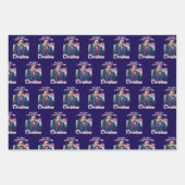 Feuille De Papier Cadeau Trump Christmas Blue (Devant)
