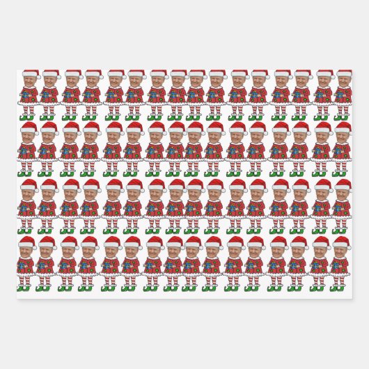 Feuille De Papier Cadeau Trump Custom Face photo Elf Christmas Drôle Trump (Devant)
