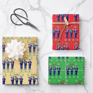 Feuille De Papier Cadeau Trump Dance Cadeau Enveloppé, Funky Trump Dance Or